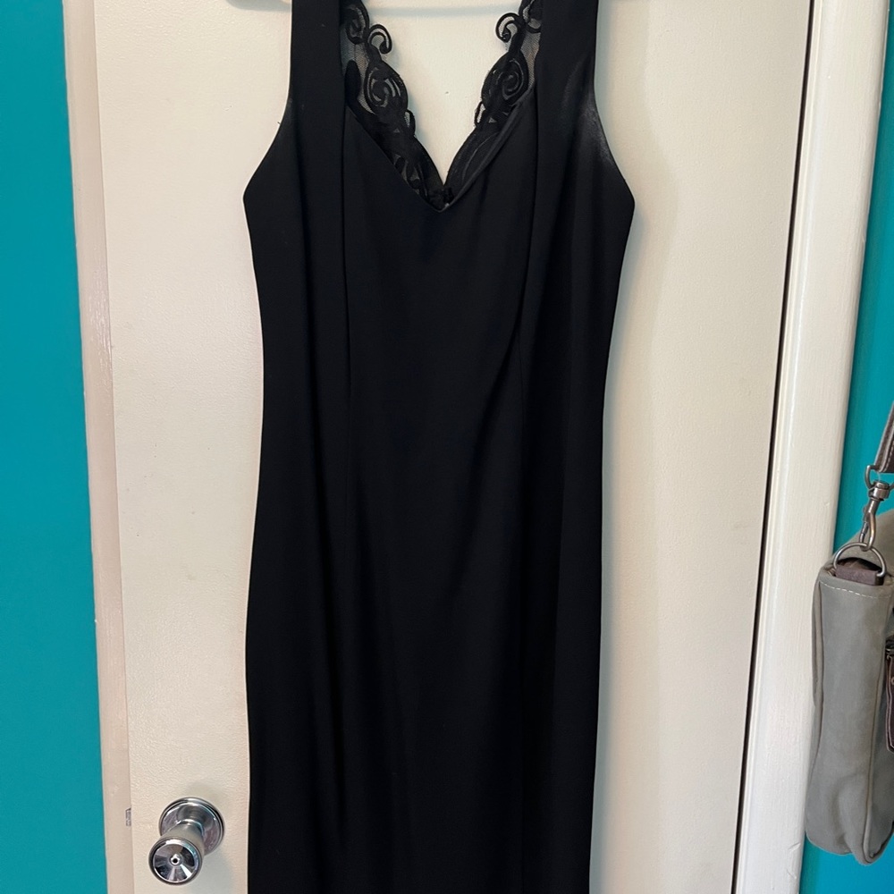 Little black dress with a lace upper back